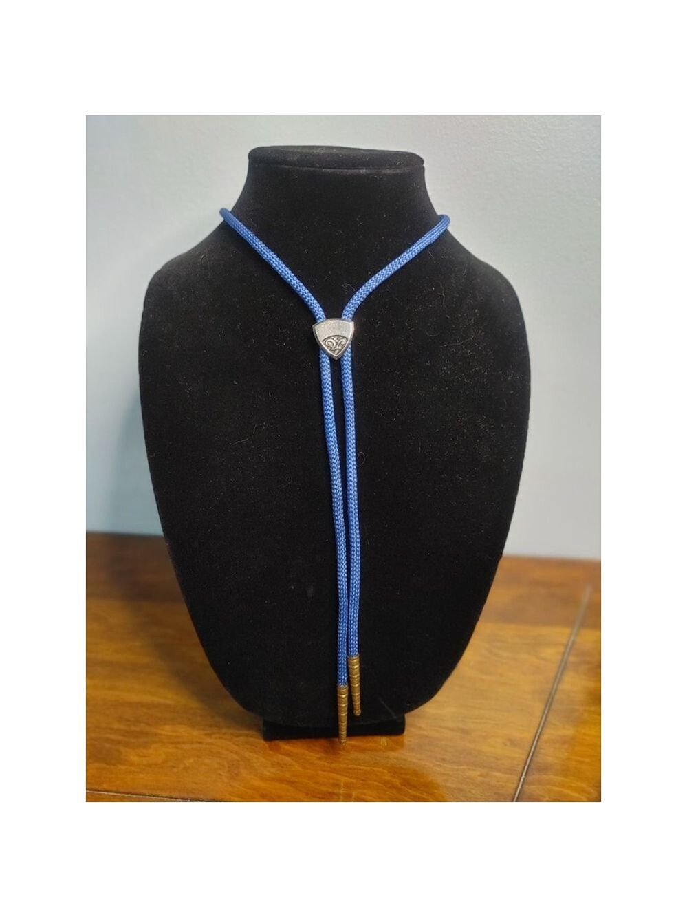 Men's Unbranded Blue Bolo Tie with Gold Tips, One Size
